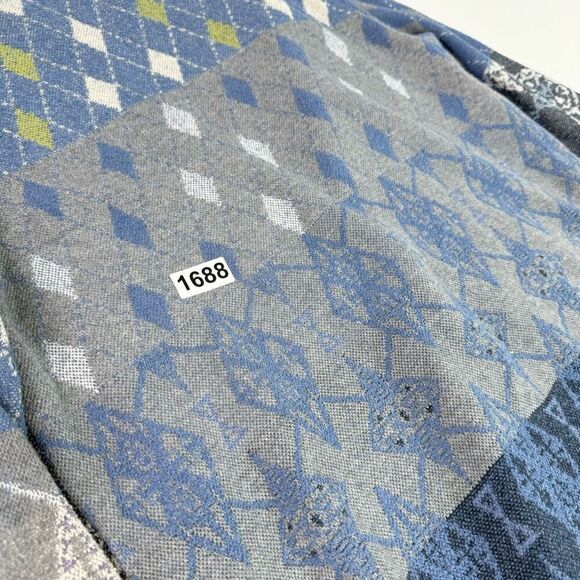 J. Jill Sweater Women Large Blue Abstract Button Front Cardigan Artsy Patchwork - Picture 7 of 9